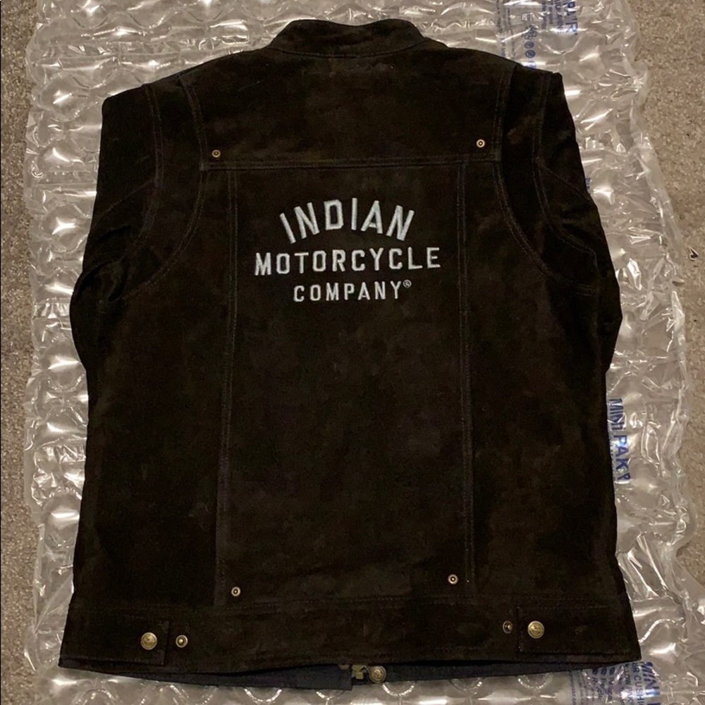 Suede leather jacket. Small blemish left chest.